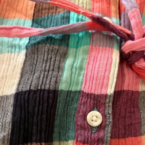 BNWT Isabel Maternity Dolman Colorful Plaid Button Up Shirt Tunic Dress - Picture 2 of 12